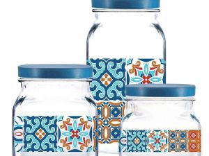KIT POTE STYLE MOSAIC COM 3 PEÇAS TAMPA AZUL RUVOLO 73380510